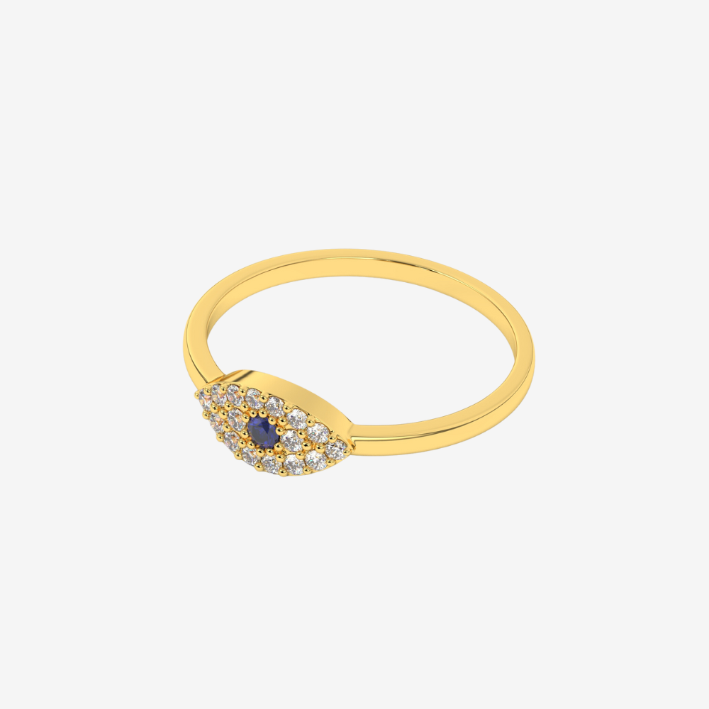 Evil Eye 🧿 Pavé Diamond Ring- Blue - - Jewelry - Goldie Paris Jewelry - Ring