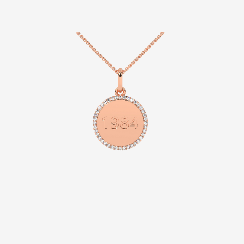Personalised Diamond Medallion Pendant - 14k Rose Gold - Jewelry - Goldie Paris Jewelry - Moms Pavé Pendant