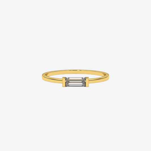 "Claire" Stackable Baguette Diamond Ring - 14k Yellow Gold - Jewelry - Goldie Paris Jewelry - Baguette Ring stackable