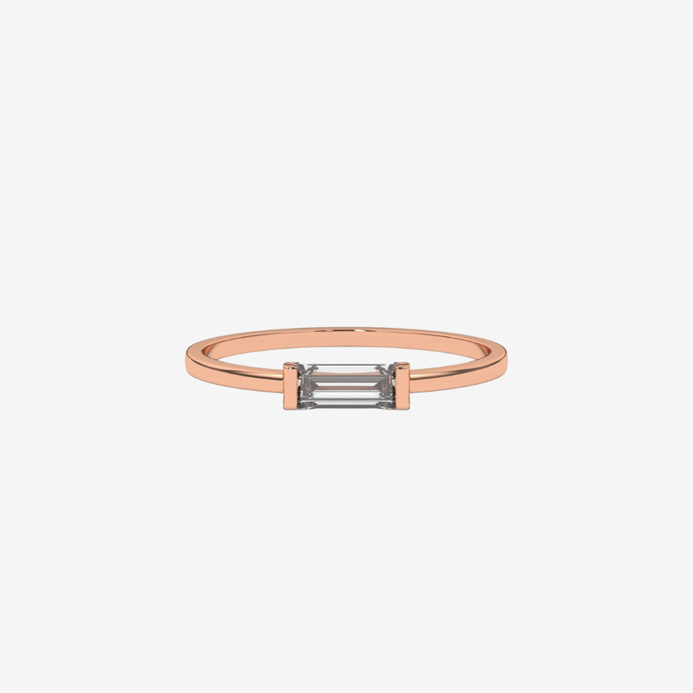 "Claire" Stackable Baguette Diamond Ring - 14k Rose Gold - Jewelry - Goldie Paris Jewelry - Baguette Ring