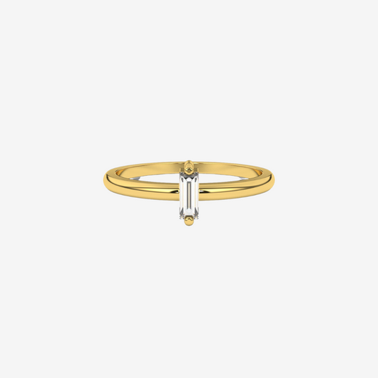 "Nat" Single Baguette Diamond Ring - 14k Yellow Gold - Jewelry - Goldie Paris Jewelry - Baguette Ring statement