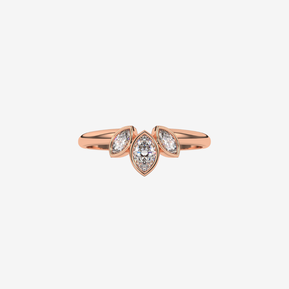 Tiara Marquise Diamond Ring - 14k Rose Gold - Jewelry - Goldie Paris Jewelry - Ring stackable statement