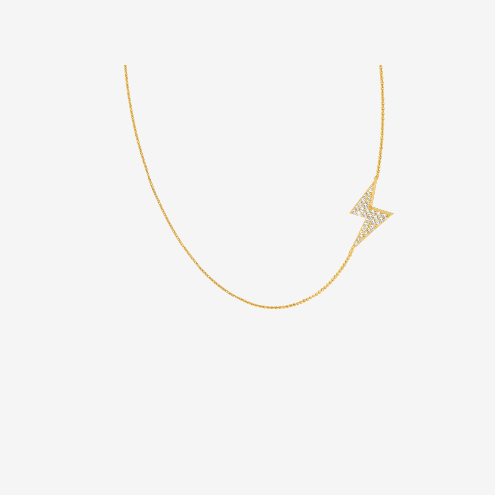 Lightning bolt Diamonds Necklace - 14 Rose Gold - Jewelry - Goldie Paris Jewelry - Necklace Pavé