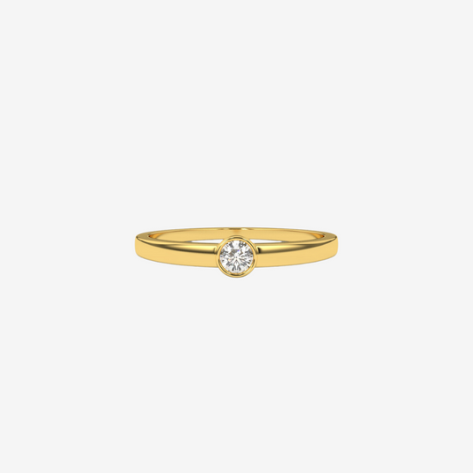 "Camilla" Single Bezel Diamond Ring - 14k Yellow Gold - Jewelry - Goldie Paris Jewelry - Bezel Ring stackable
