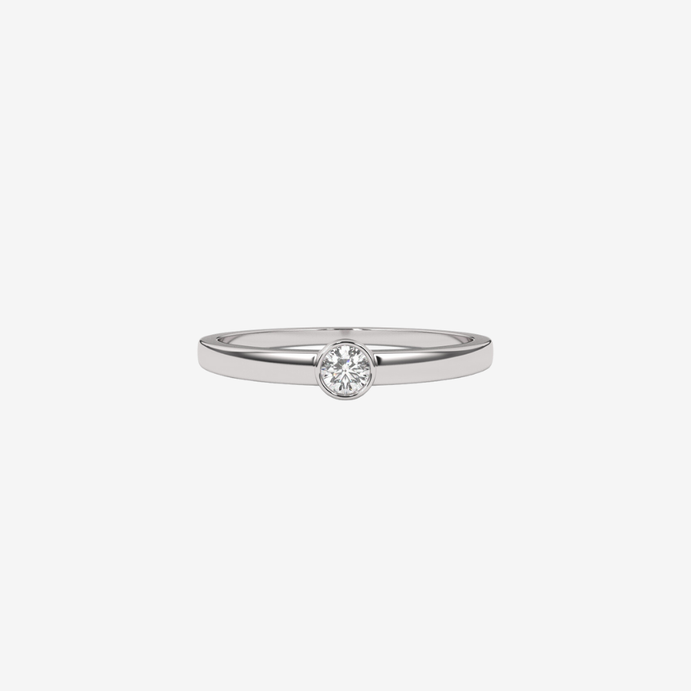 "Camilla" Single Bezel Diamond Ring - 14k White Gold - Jewelry - Goldie Paris Jewelry - Bezel Ring