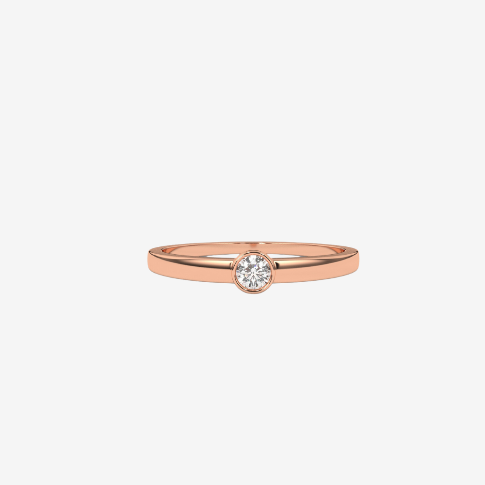 "Camilla" Single Bezel Diamond Ring - 14k Rose Gold - Jewelry - Goldie Paris Jewelry - Bezel Ring
