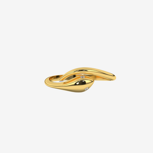 Snake Diamond Ring - 14k Yellow Gold - Jewelry - Goldie Paris Jewelry - Ring stackable statement