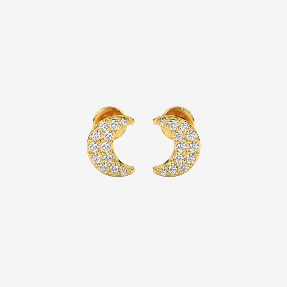 Moon crescent Studs Earrings - Pair 14k Yellow Gold - Jewelry - Goldie Paris Jewelry - Earring