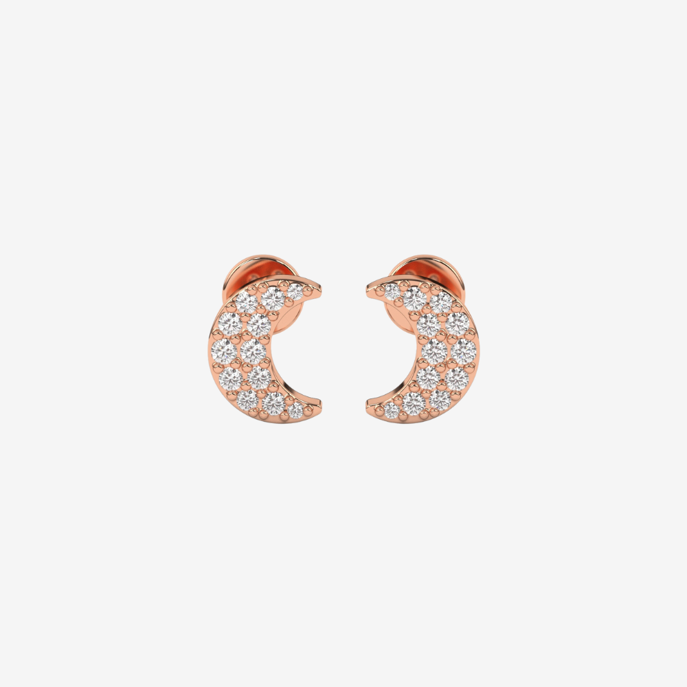 Moon crescent Studs Earrings - Pair 14k Rose Gold - Jewelry - Goldie Paris Jewelry - Earring