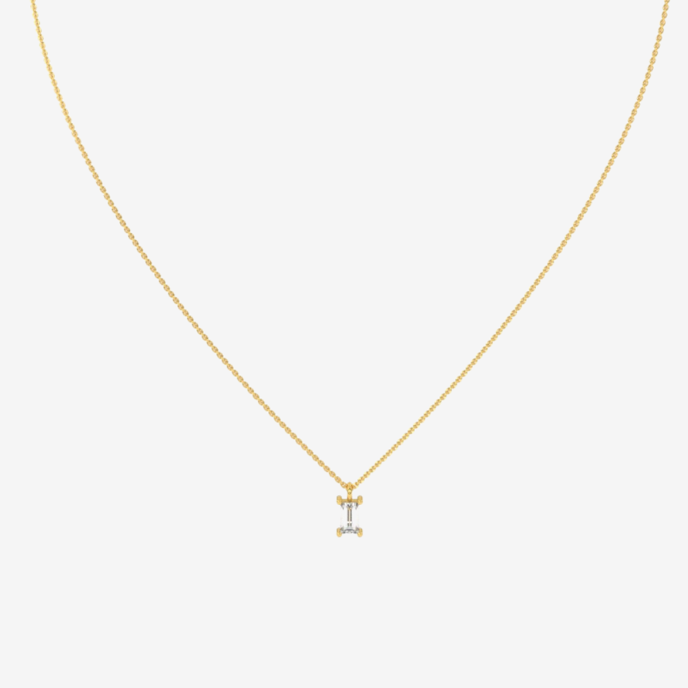 Baguette Floating Diamond Necklace - - Jewelry - Goldie Paris Jewelry - Baguette Necklace