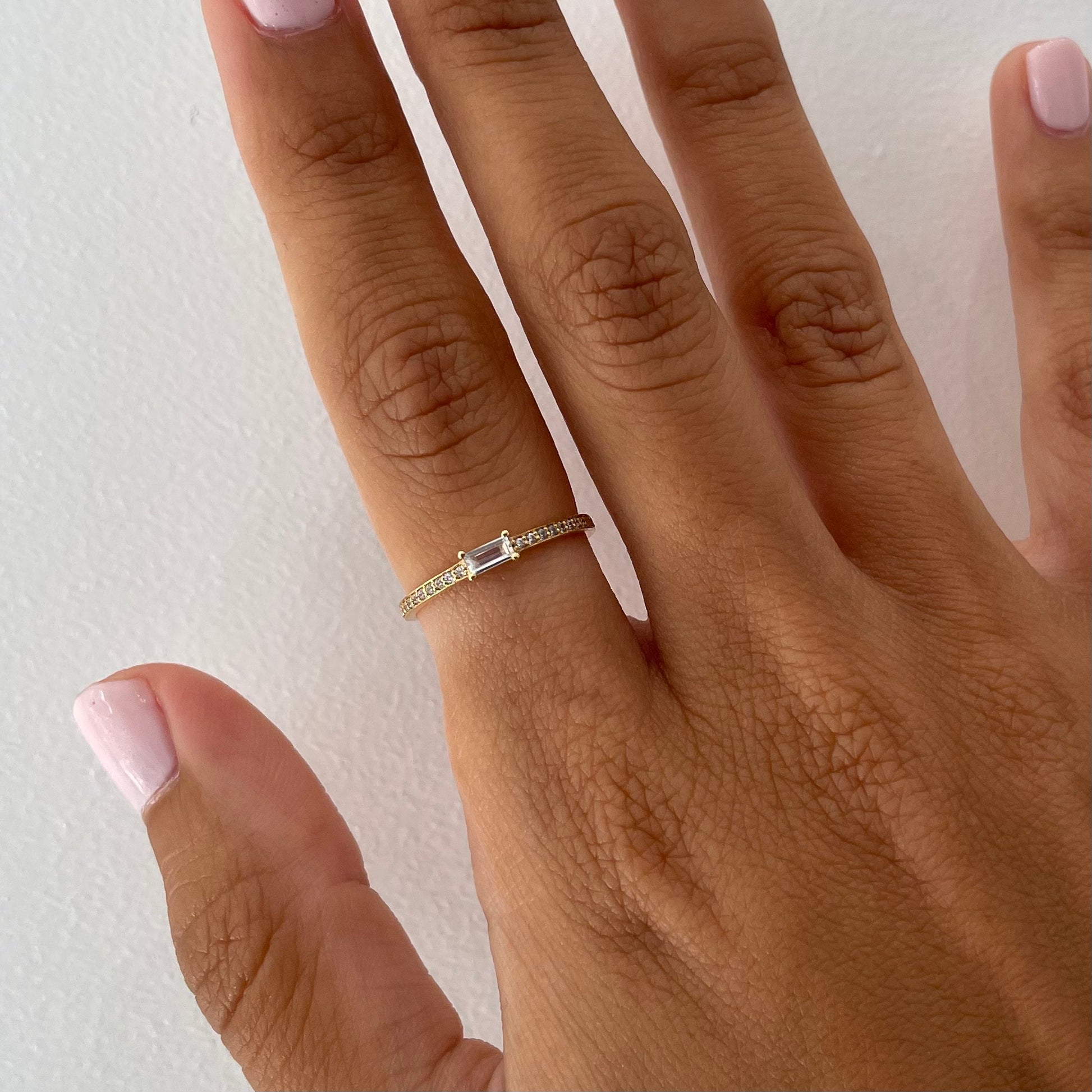 "Sophie" Stackable Baguette Pavé Diamond Ring - - Jewelry - Goldie Paris Jewelry - Baguette Ring