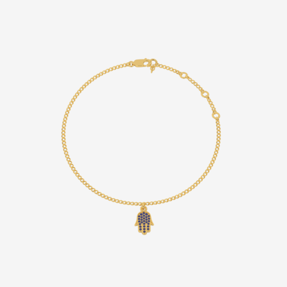 18 - carat Curb Chain Hamsa Sapphire Bracelet - Goldie Paris Jewellery