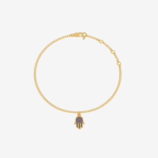 18 - carat Curb Chain Hamsa Sapphire Bracelet - Goldie Paris Jewellery