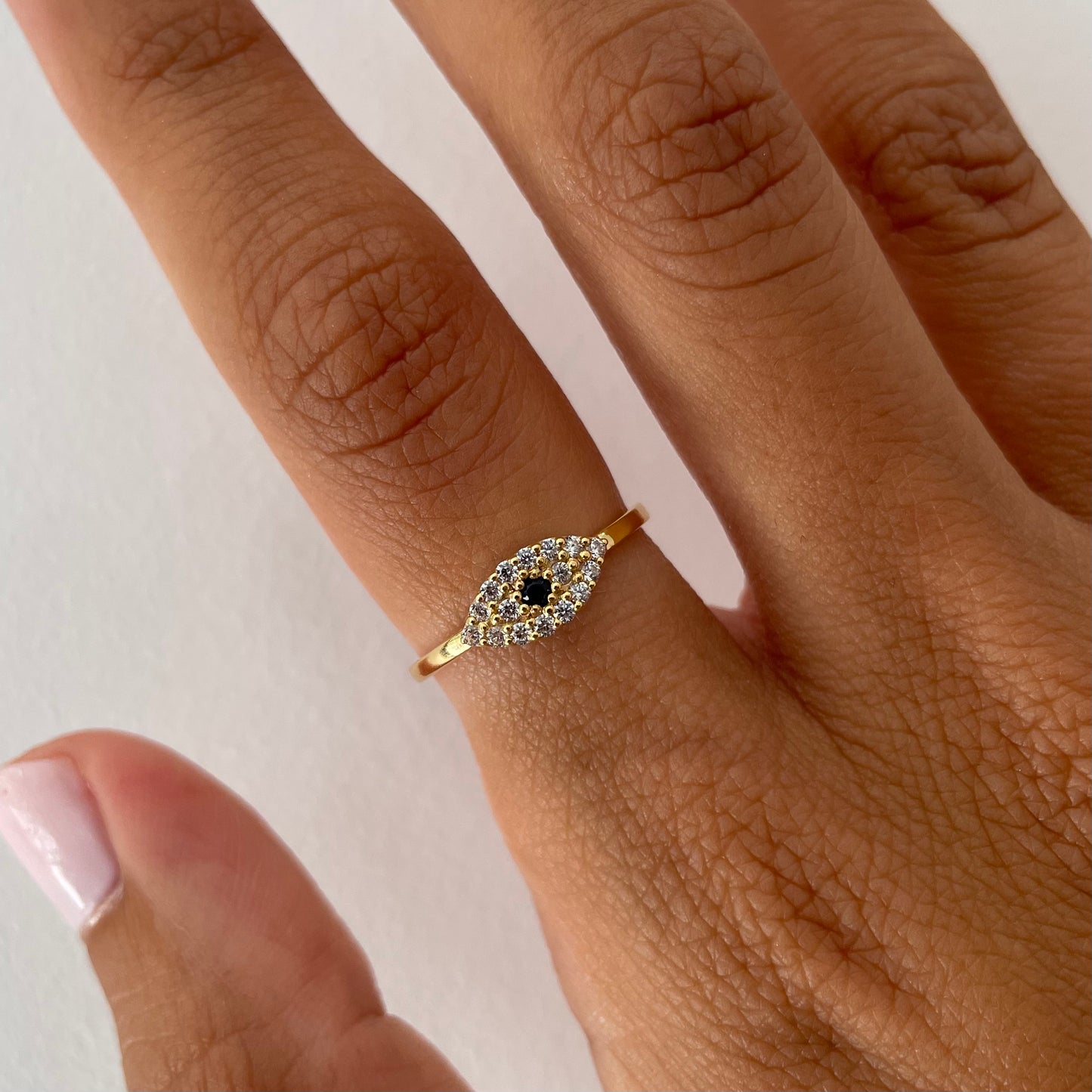 Evil Eye 🧿 Pavé Diamond Ring- Blue - - Jewelry - Goldie Paris Jewelry - Ring
