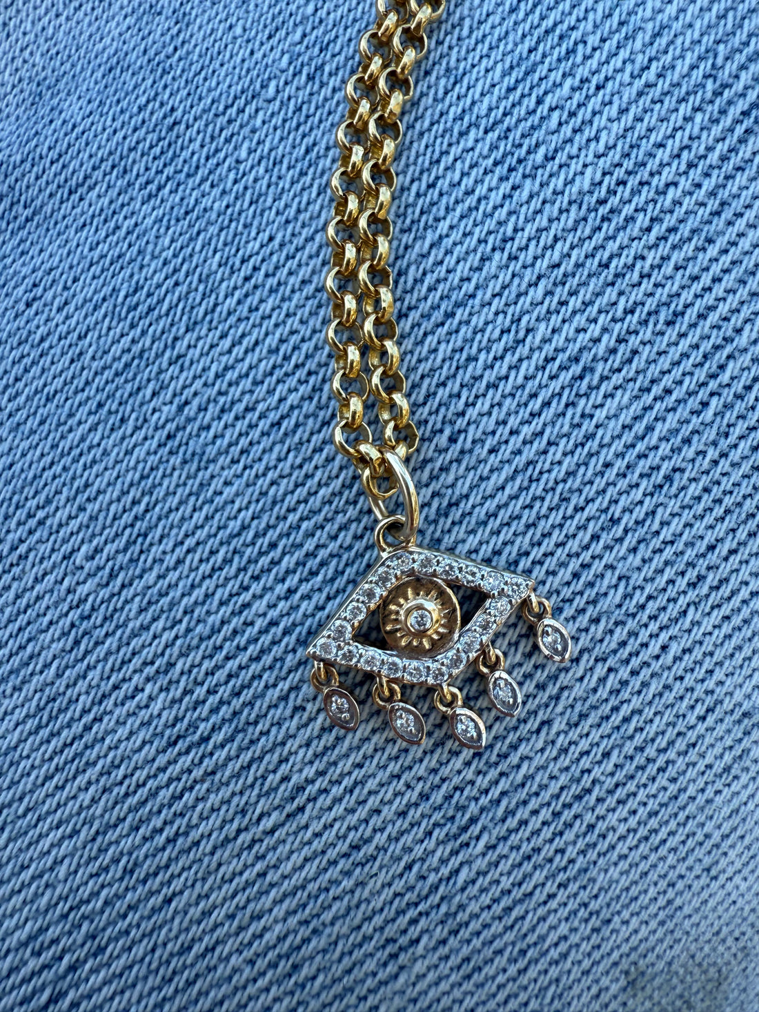 Naomi Evil Eye Floating Pendant - White Gold