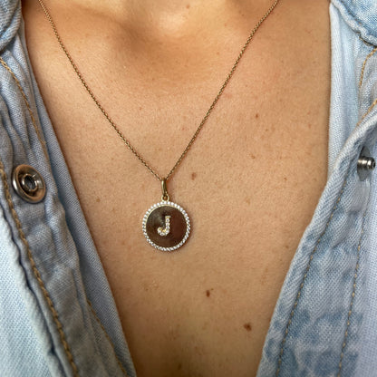 Diamond Letter Medallion Pendant/ Necklace - - Jewelry - Goldie Paris Jewelry - Moms Necklace Pavé Pendant