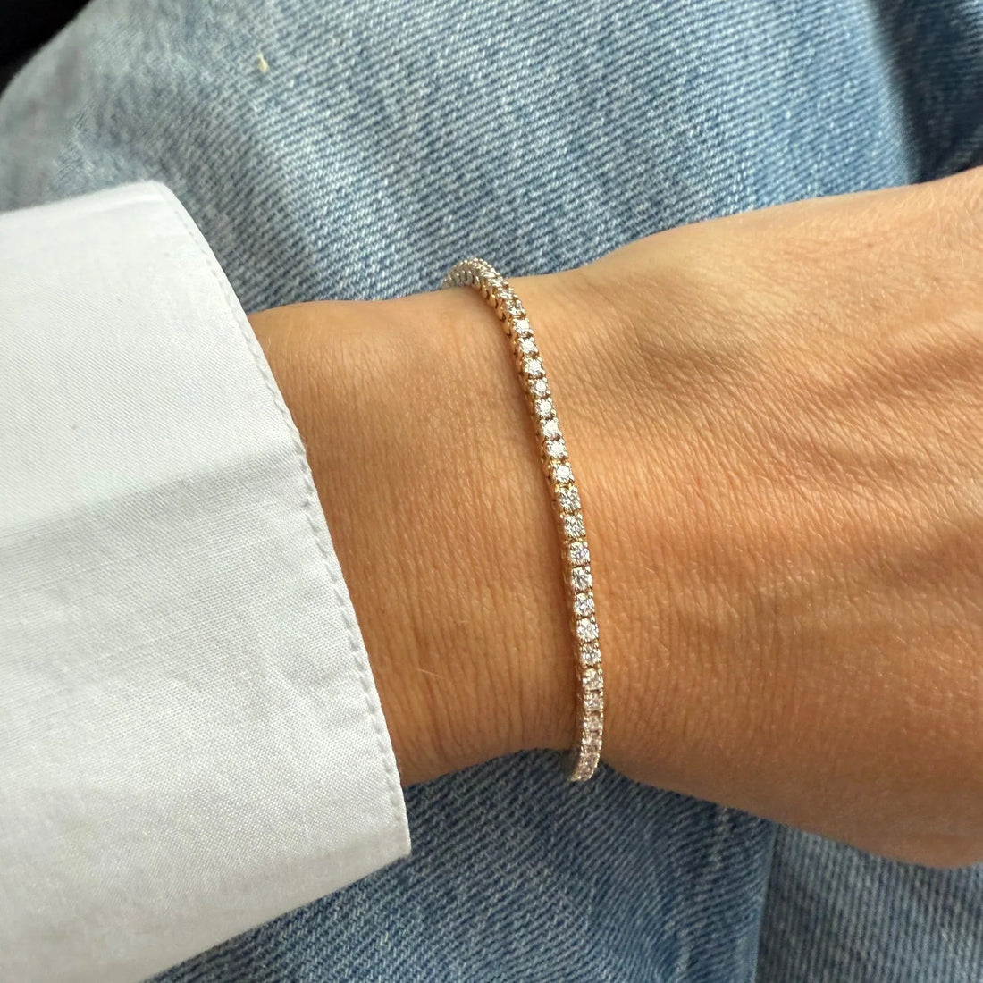 Classic 2 Carat Solid Gold Tennis Bracelet - White Gold