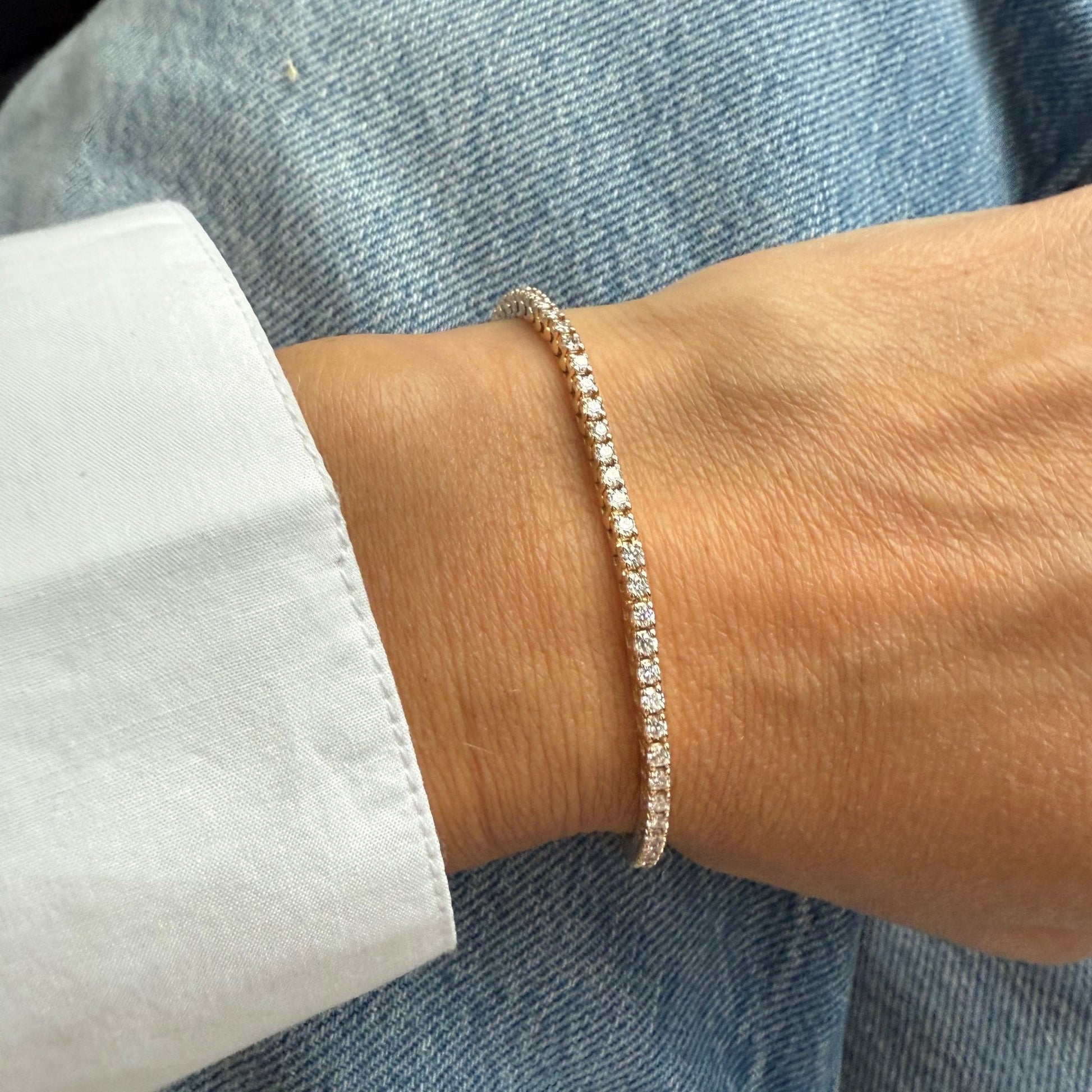 2 Carat Solid Gold Tennis Bracelet - Goldie Paris Jewellery