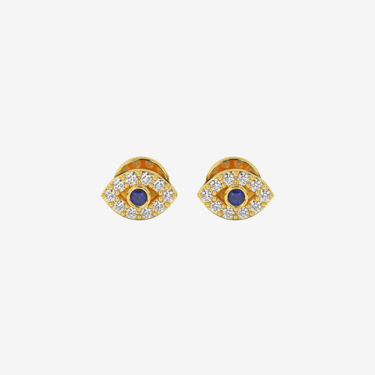 Mini Evil Eye Stud Earrings - 14k Yellow Gold - Jewelry - Goldie Paris Jewelry - Earring