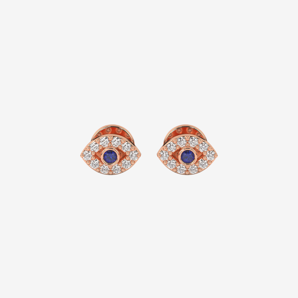 Mini Evil Eye Stud Earrings - 14k Rose Gold - Jewelry - Goldie Paris Jewelry - Earring