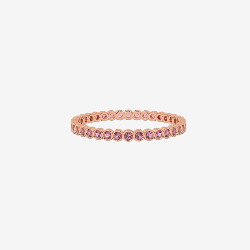 "Ilana" Stackable Bezel Diamond Eternity Band - Pink - 14k Rose Gold - Jewelry - Goldie Paris Jewelry - Bezel Ring