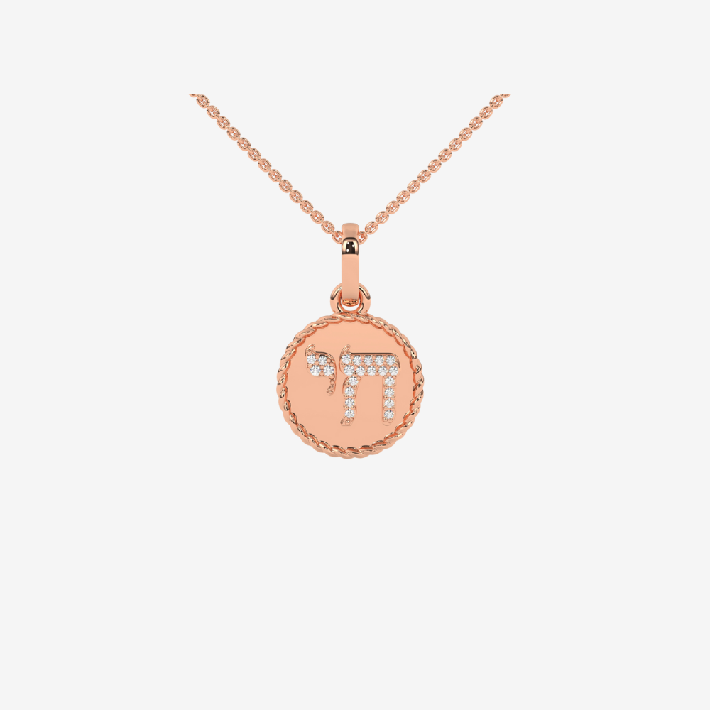 Reversible Chai Pendant/ Necklace - 14k Rose Gold - Jewelry - Goldie Paris Jewelry - Evil Eye Pendant
