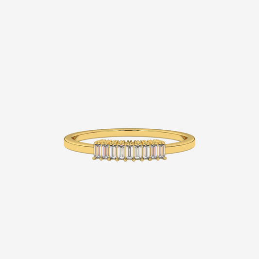 "Arielle" 9 Baguette Diamonds Ring - 14k Yellow Gold - Jewelry - Goldie Paris Jewelry - Baguette Ring stackable statement
