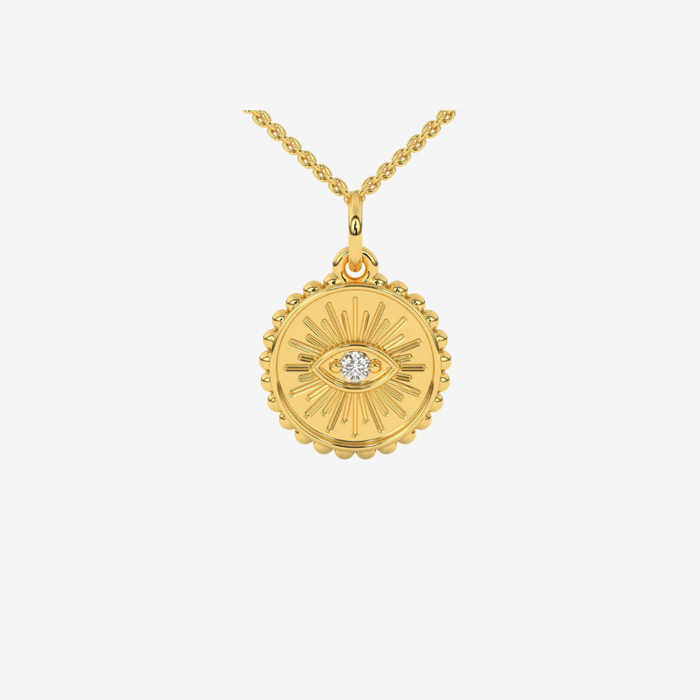 Token Evil Eye Necklace - 14k Yellow Gold - Jewelry - Goldie Paris Jewelry - Pendant