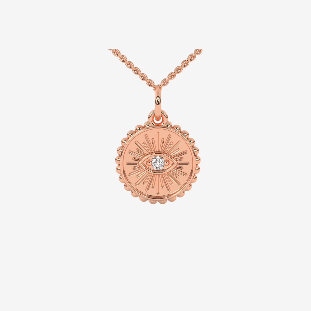 Token Evil Eye Necklace/ Pendant - 14k Rose Gold - Jewelry - Goldie Paris Jewelry - Pendant
