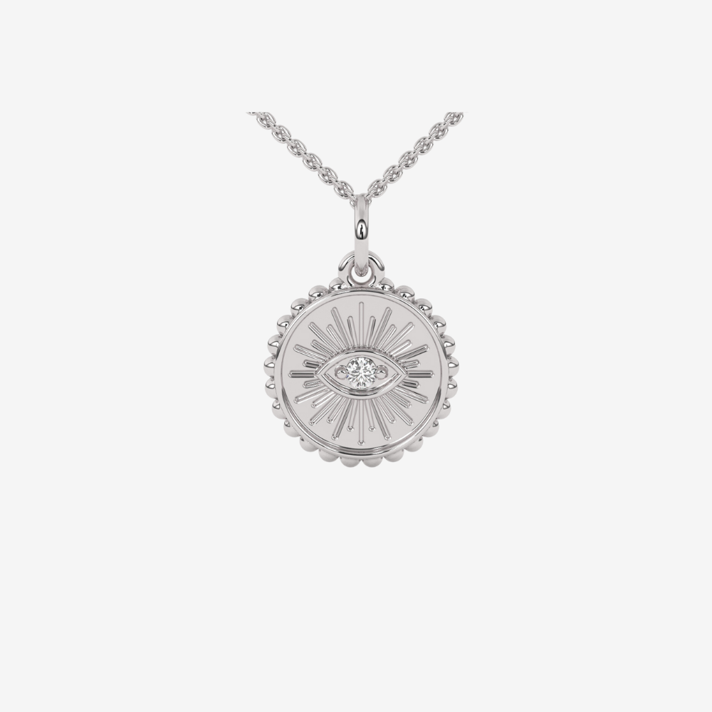 Token Evil Eye Necklace/ Pendant - 14k White Gold - Jewelry - Goldie Paris Jewelry - Pendant