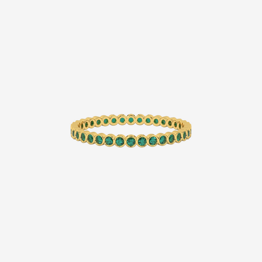 "Ilana" Stackable Bezel Emerald Eternity Band - Green - 14k Yellow Gold - Jewelry - Goldie Paris Jewelry - Bezel Ring stackable