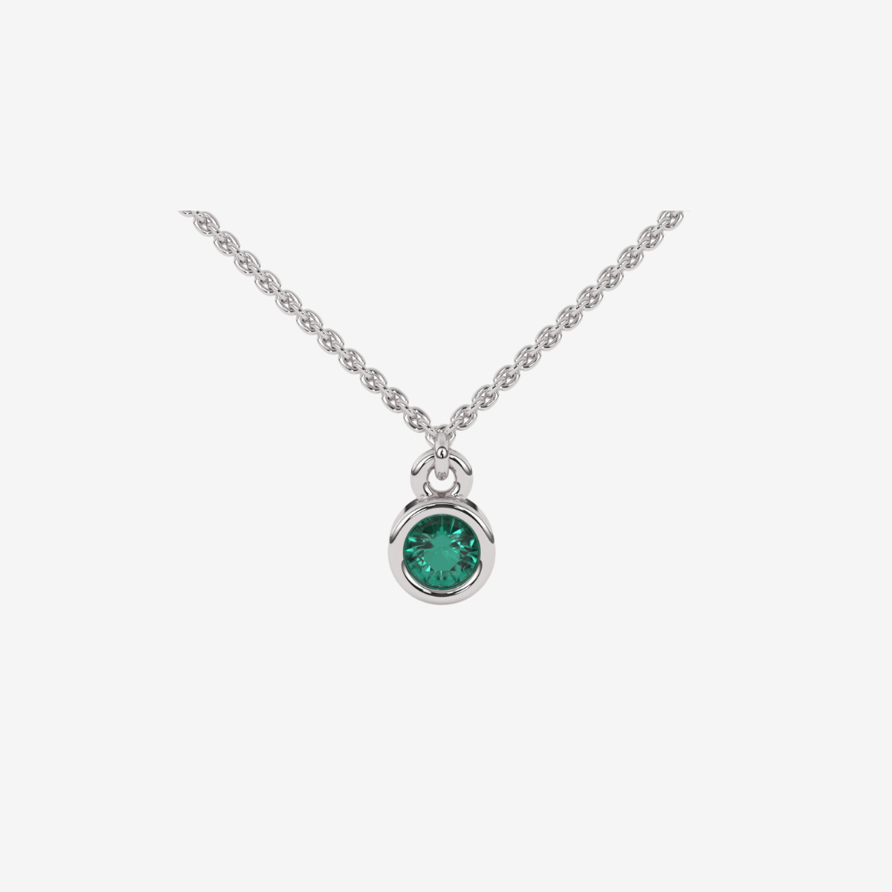 Single Bezel Green Diamond Necklace - 14k White Gold - Jewelry - Goldie Paris Jewelry - Bezel Necklace