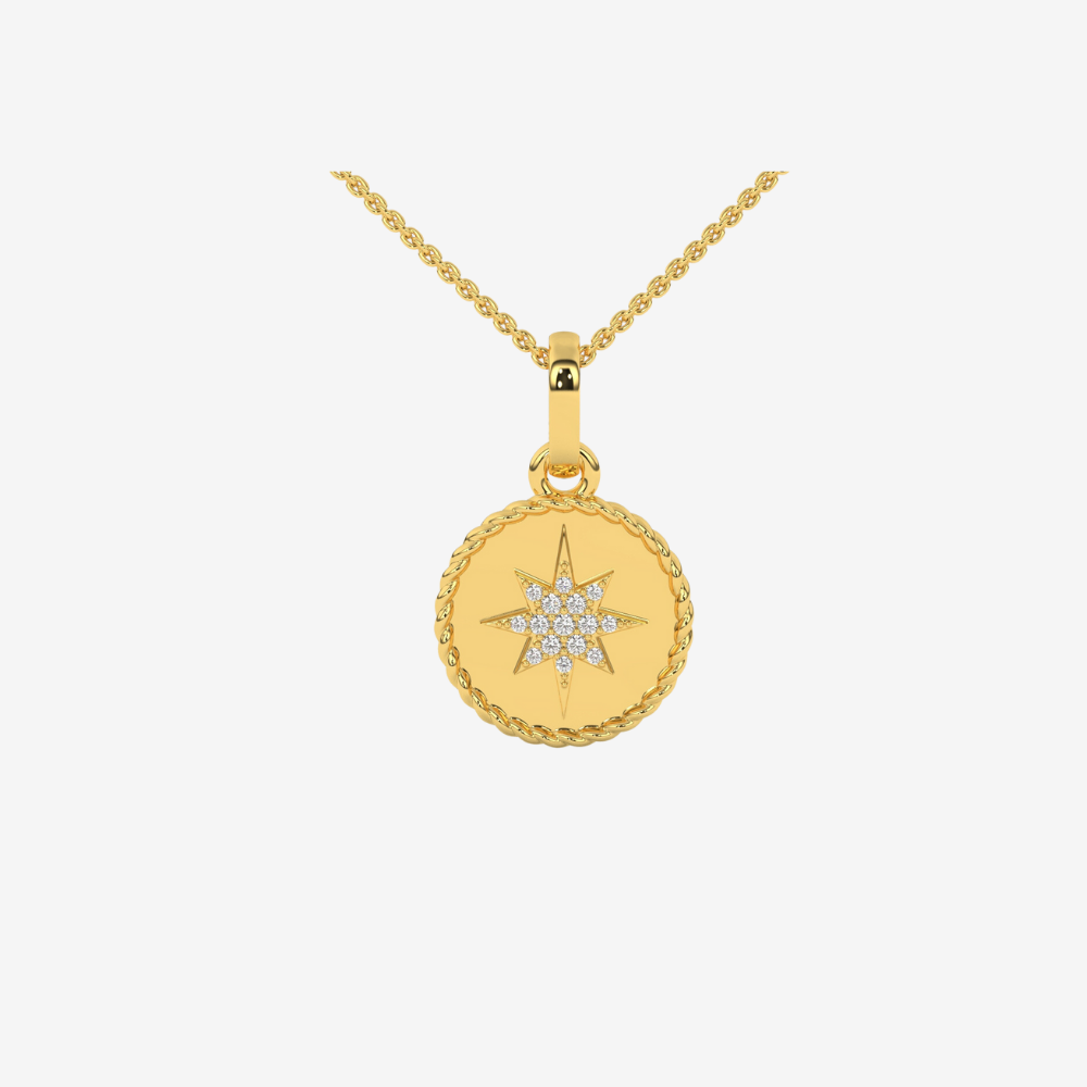 North Star Medallion Necklace/ Pendant - 14k Yellow Gold - Jewelry - Goldie Paris Jewelry - Necklace Pendant