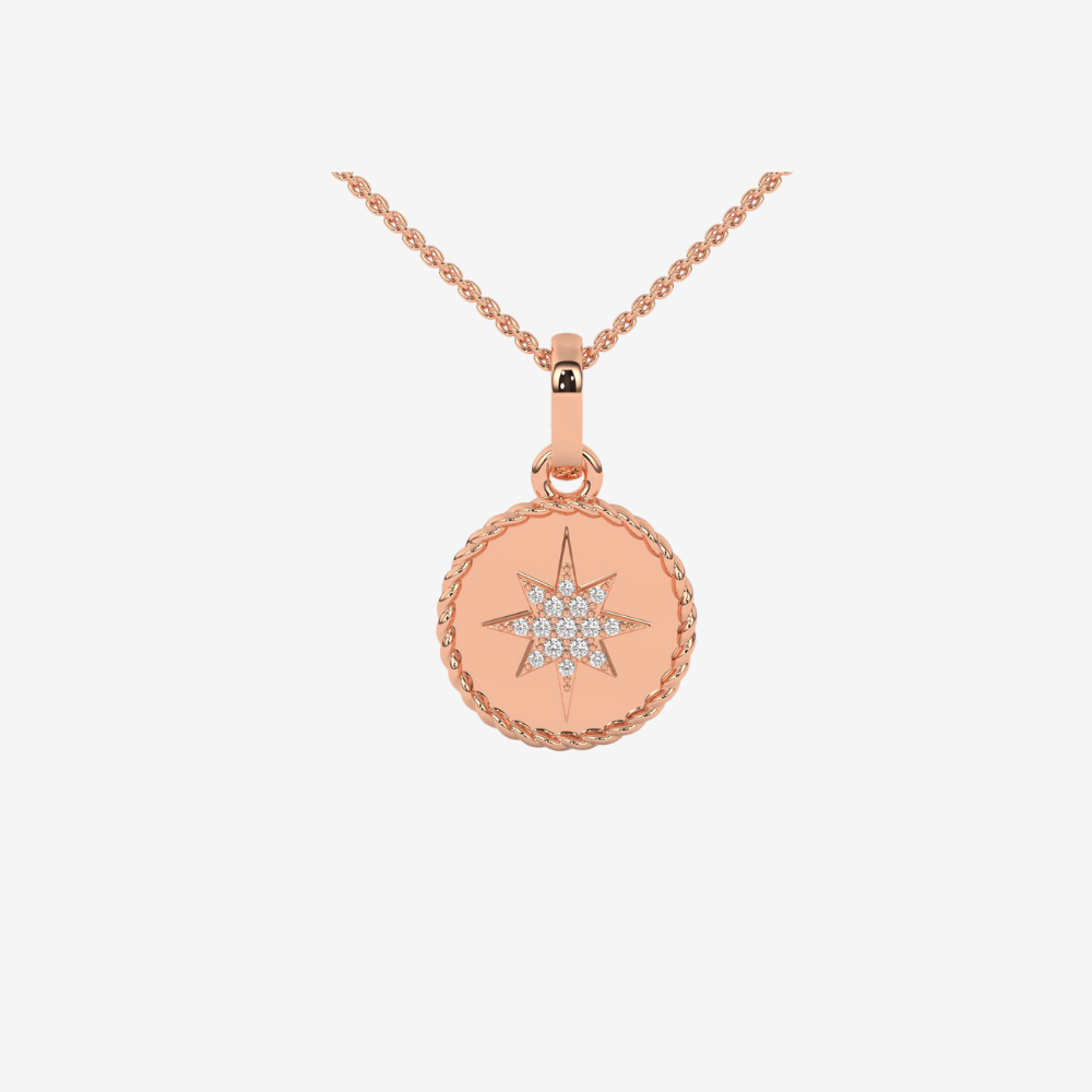 North Star Medallion Necklace/ Pendant - 14k Rose Gold - Jewelry - Goldie Paris Jewelry - Necklace Pendant