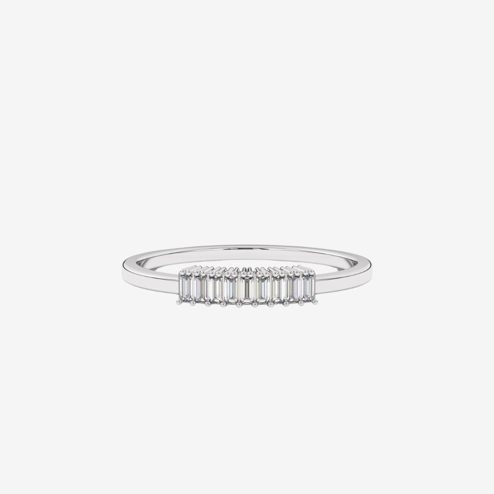"Arielle" 9 Baguette Diamonds Ring - 14k White Gold - Jewelry - Goldie Paris Jewelry - Baguette Ring stackable statement