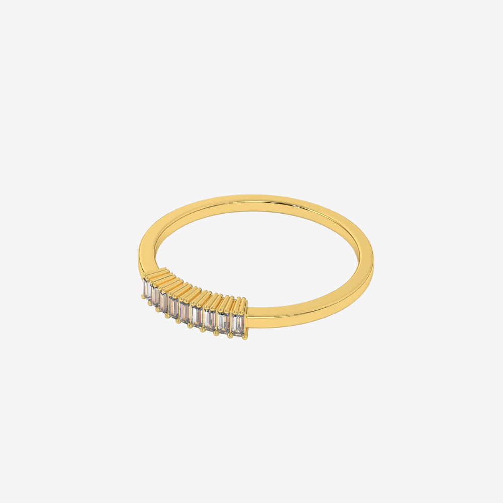 "Arielle" 9 Baguette Diamonds Ring - - Jewelry - Goldie Paris Jewelry - Baguette Ring stackable statement