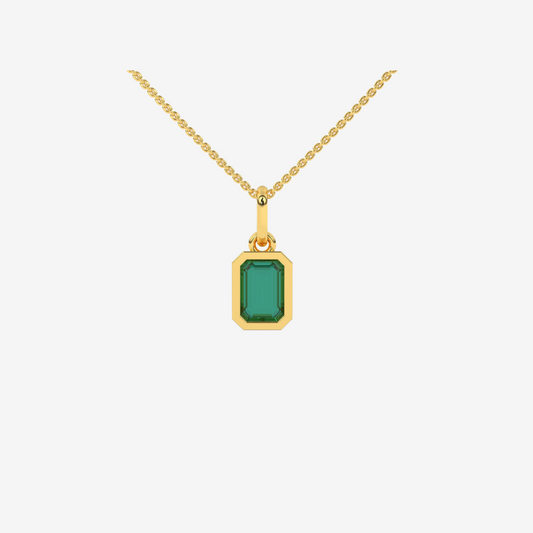 Radiant-cut Diamond Pendant - Green Emerald - 14k Yellow Gold - Jewelry - Goldie Paris Jewelry - Pendant