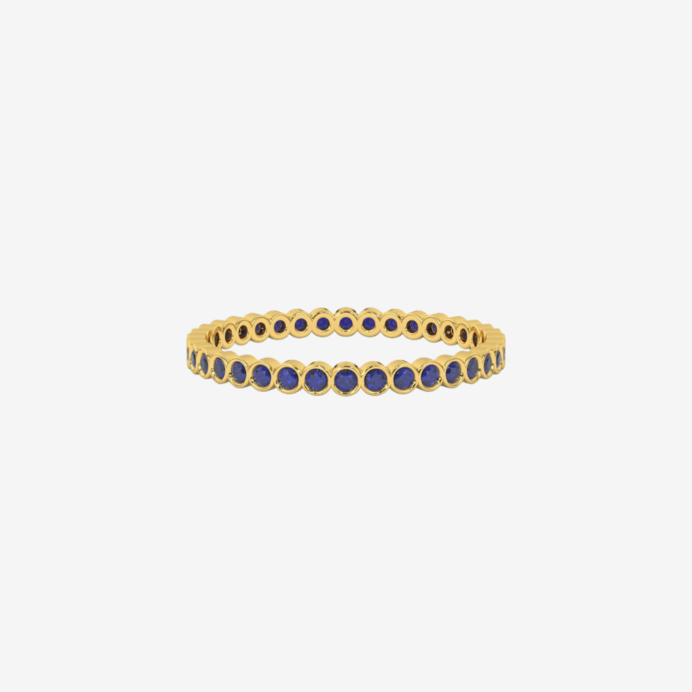 "Ilana" Stackable Bezel Diamond Eternity Band - Blue - 14k Yellow Gold - Jewelry - Goldie Paris Jewelry - Bezel Ring