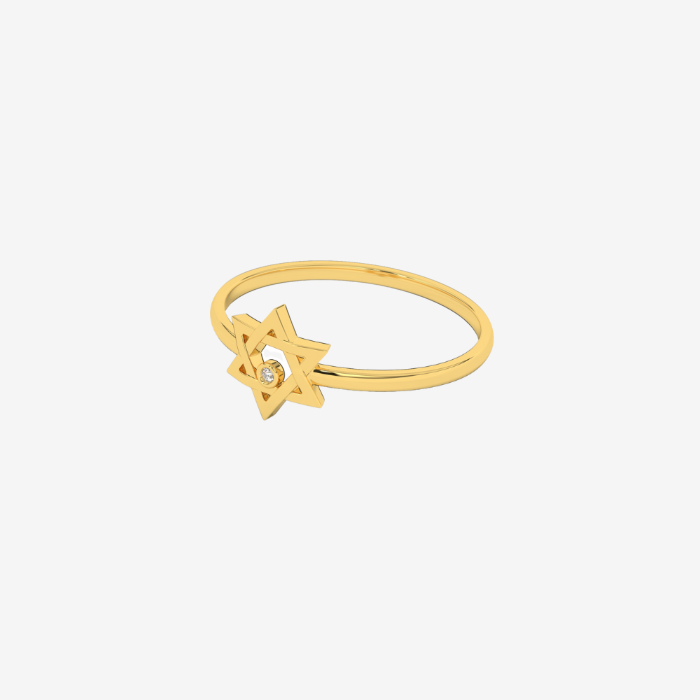 Star of David Ring with Diamond - - Jewelry - Goldie Paris Jewelry - 10 ct Evil Eye Ring