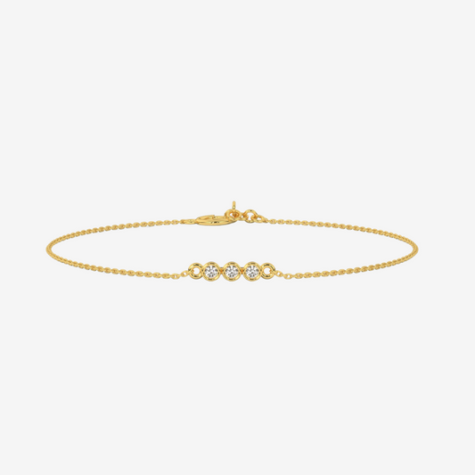 Three Bezel set Diamonds Bracelet - 14k Yellow Gold - Jewelry - Goldie Paris Jewelry - Bracelet