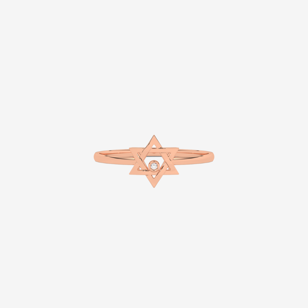Star of David Ring with Diamond - 10k Rose Gold - Jewelry - Goldie Paris Jewelry - 10 ct Evil Eye Ring