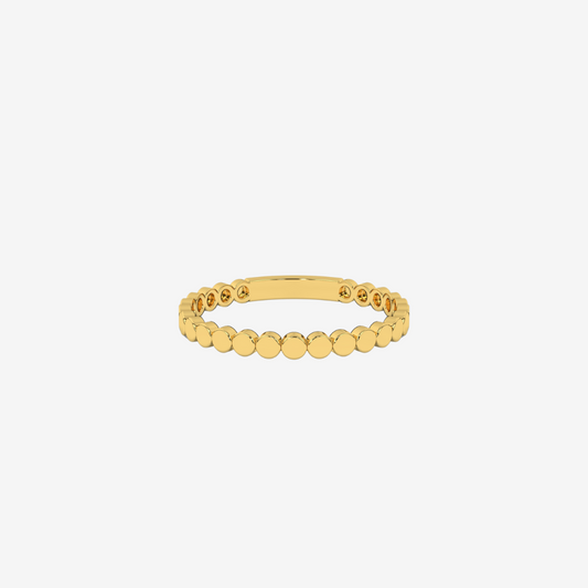 "Rafaella" Flat Beaded Gold Ring - 10k Yellow Gold - Jewelry - Goldie Paris Jewelry - 10 ct Ring stackabe stackable