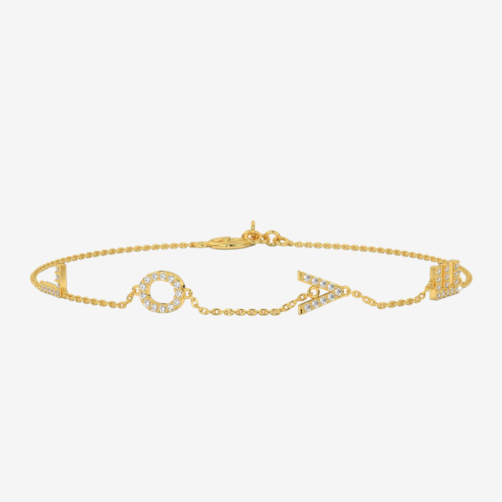 Love Pavé Diamond Bracelet - 14k Yellow Gold - Jewelry - Goldie Paris Jewelry - Bracelet