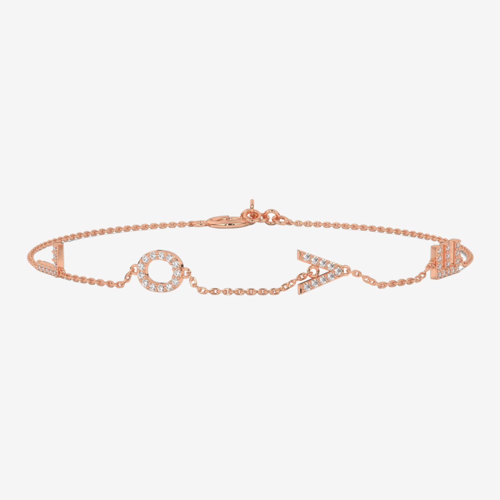 Love Pavé Diamond Bracelet - 14k Rose Gold - Jewelry - Goldie Paris Jewelry - Bracelet