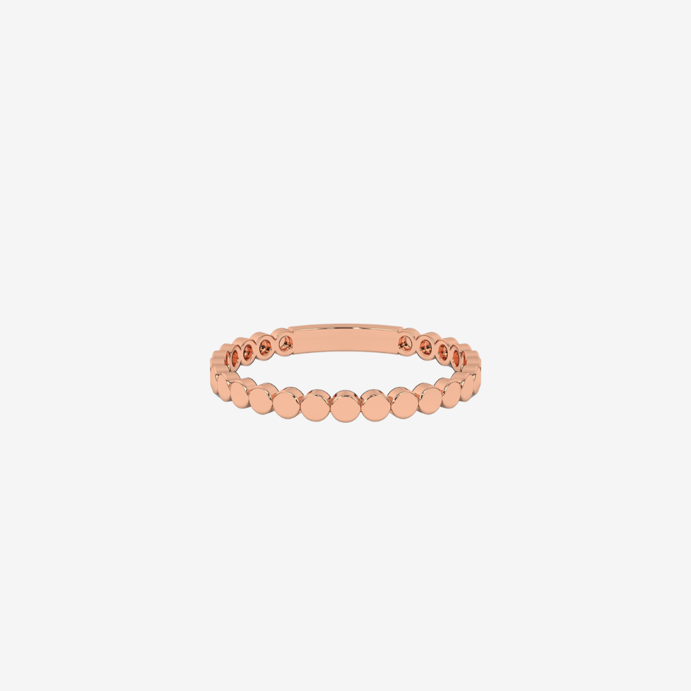 "Rafaella" Flat Beaded Gold Ring - 10k Rose Gold - Jewelry - Goldie Paris Jewelry - 10 ct Ring stackabe stackable