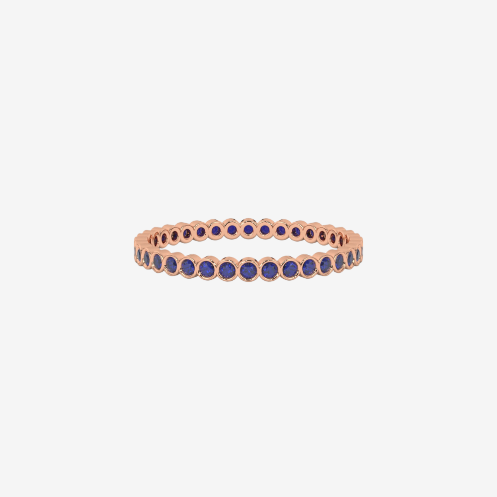 "Ilana" Stackable Bezel-Set Sapphires Eternity Band - Blue - 14k Rose Gold - Jewelry - Goldie Paris Jewelry - Bezel Ring stackable