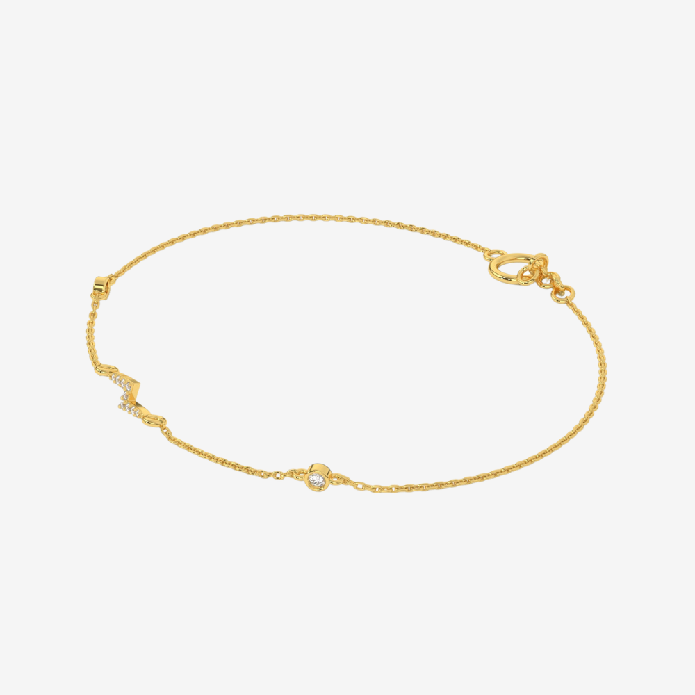 Lightning Bolt and Bezel Diamonds Bracelet - - Jewelry - Goldie Paris Jewelry - Bezel Bracelet