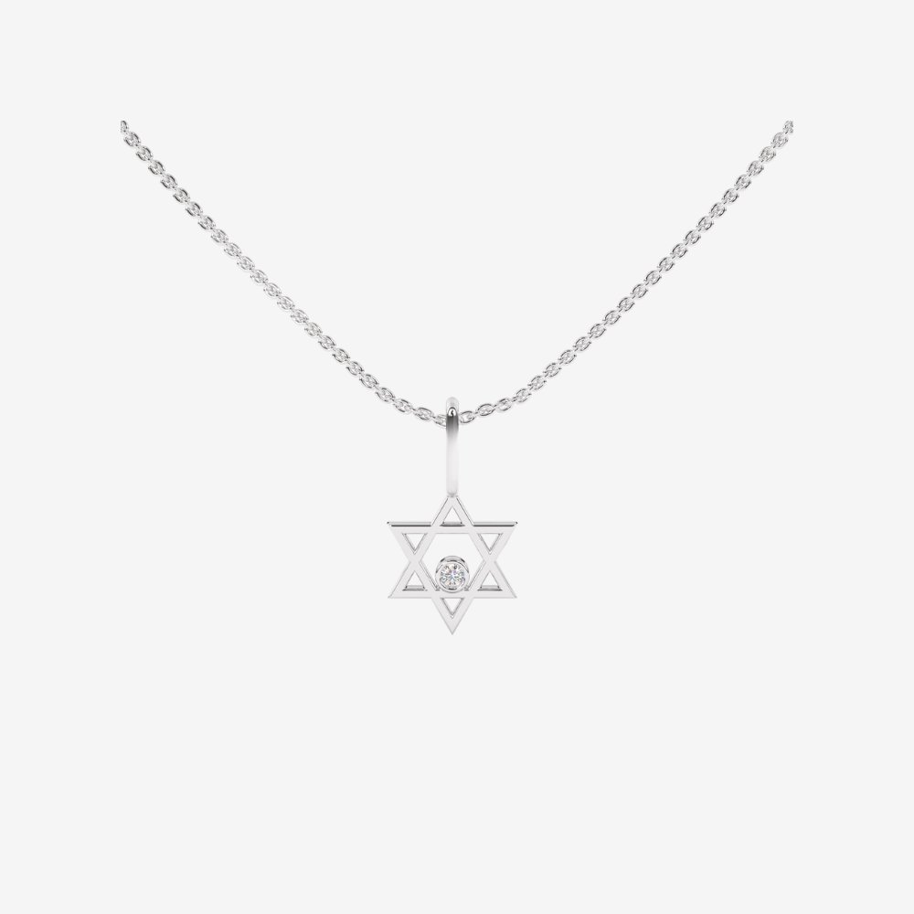 Star of David with Diamond Pendant - 10k White Gold - Jewelry - Goldie Paris Jewelry - 10 ct Evil Eye Pendant