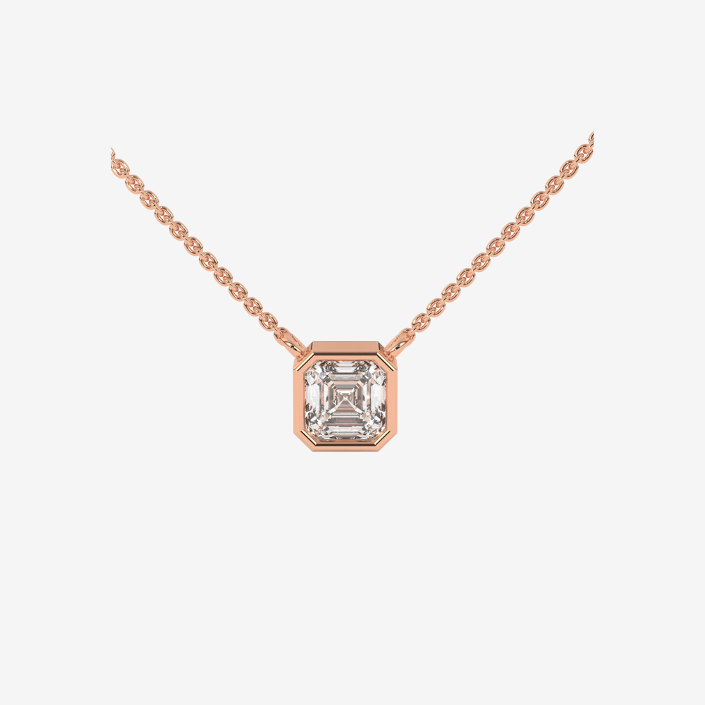 Emerald Cushion Diamond Necklace - 14k Rose Gold - Jewelry - Goldie Paris Jewelry - Necklace