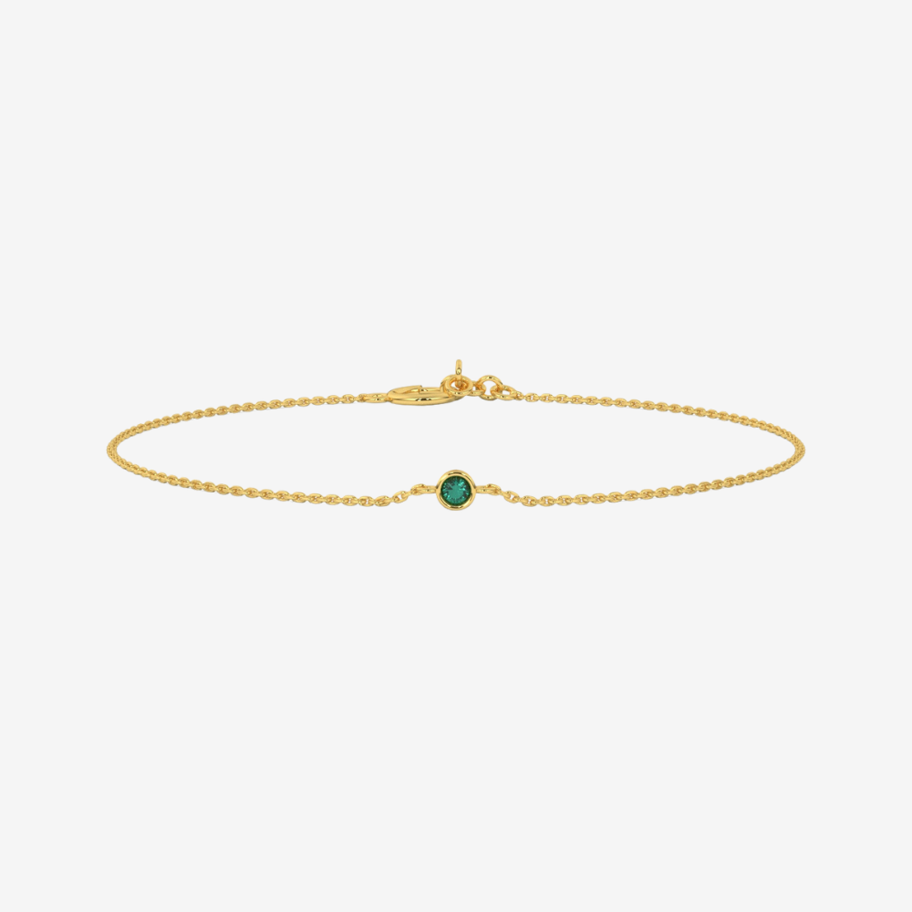 Single Bezel Green Diamond Bracelet - 14k Yellow Gold - Jewelry - Goldie Paris Jewelry - Bezel Bracelet